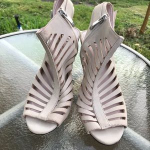 Vince Camuto tan strappy heels.
